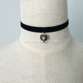 Black Velvet Lace Love Pendant Choker Necklace For Lady